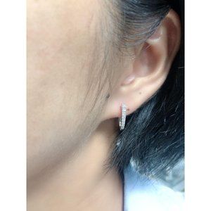 Real Diamond Simple Huggies Earrings White Gold